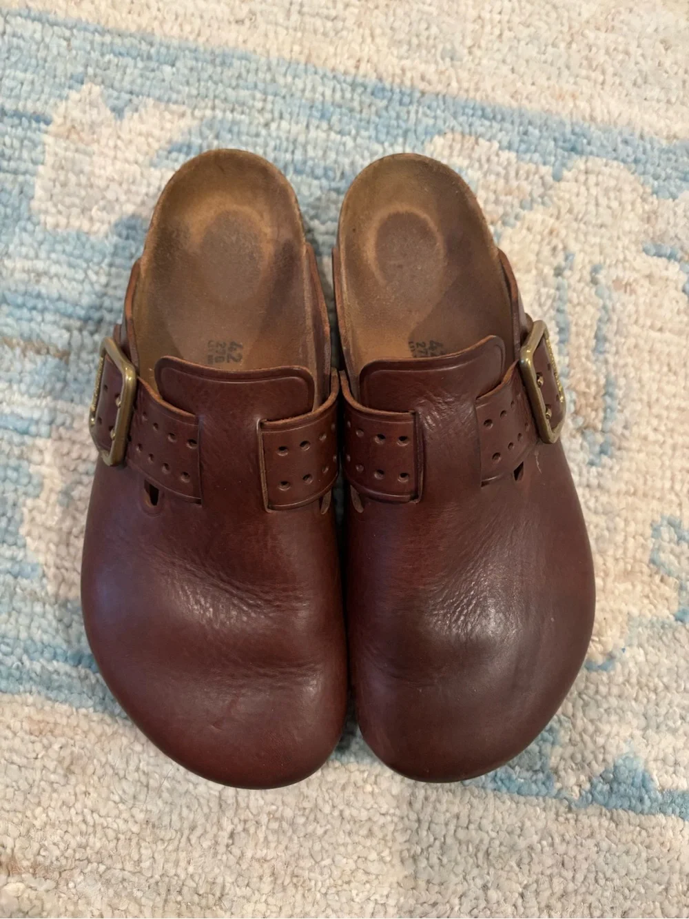Birkenstock Bold 42 Men's Brown Leather Slip-On Clog with Buckle